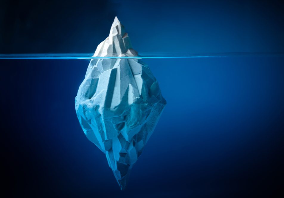 White,Iceberg,On,Deep,Blue,Background.,Environment,Concept.,Winter,Concept.